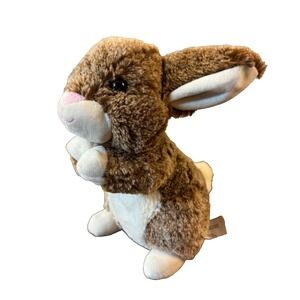 Walmart Plush Brown Bunny Rabbit Stuffed Animal Realistic Easter Toy Pink Nose